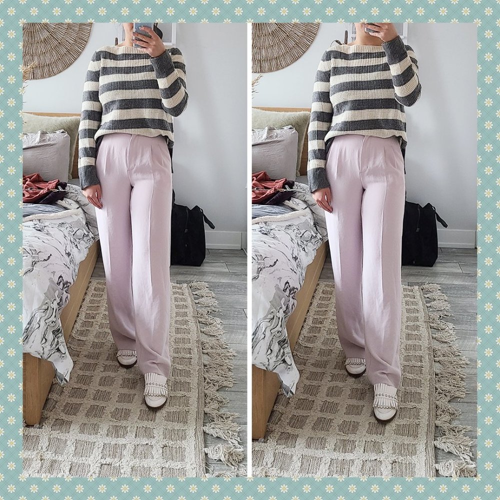 Gap Grey and White Striped Sweater